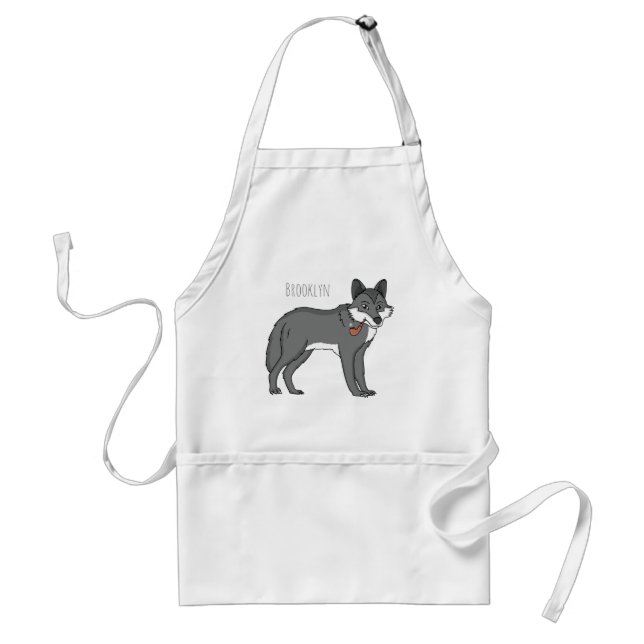 Tablier Gray wolf with pipe cartoon (Devant)
