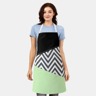 Tablier Gray Zigzag, Gray Chevron, Zigzag Pattern, Mint