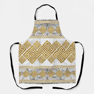 Tablier Greek Meander - Greek Key White Marble and Gold