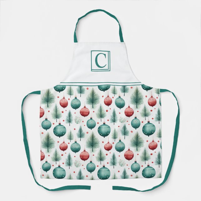 Tablier Green and Red Christmas Patterns - (Recto)