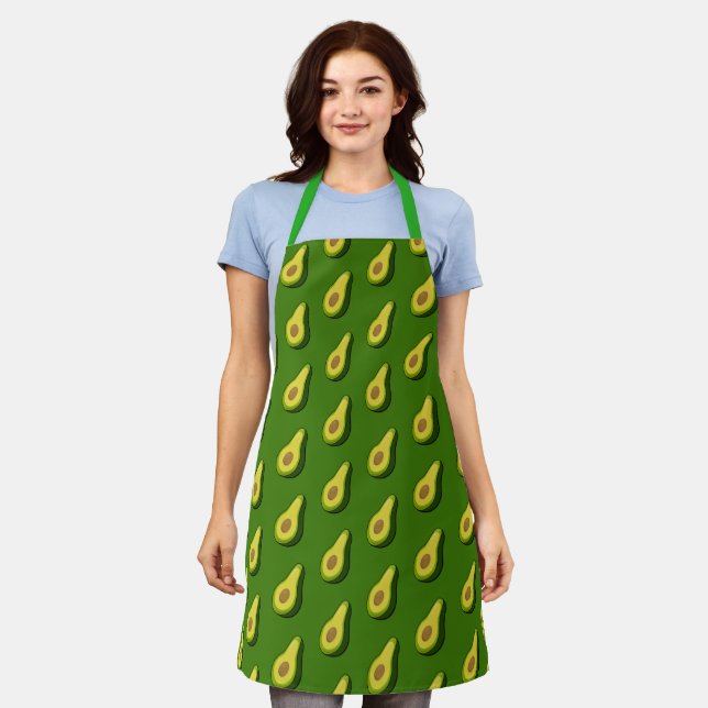 Tablier Green Avocado Graphic Apron - Custom Chef Gift (Porté)