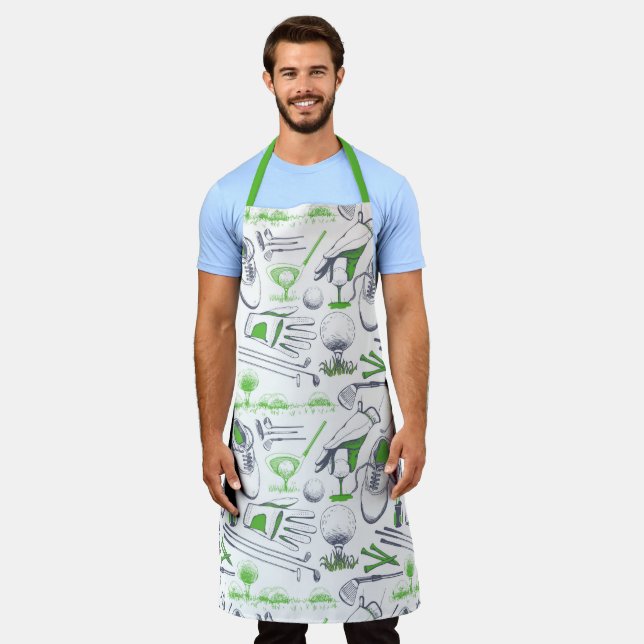 Tablier Green Golf Icons Motif (Porté)