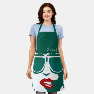 Tablier Green Pop Art Jolie Femme Lunettes de soleil Lèvre