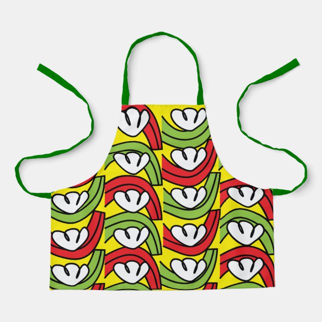 Tablier Green Red Vegetable Flower Motif (Recto)