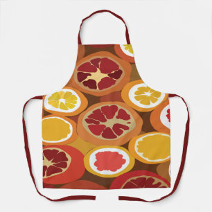 Tablier Grenade Rouge Orange Fruit Motif Tropical
