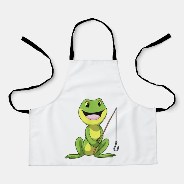 Tablier Grenouille à la pêche avec canne à pêche (Recto)