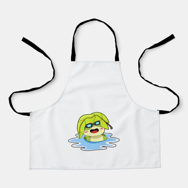 Tablier Grenouille avec feuille à la natation (Recto)