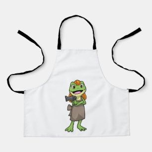 Tablier Grenouille en coiffeur avec sèche-cheveux