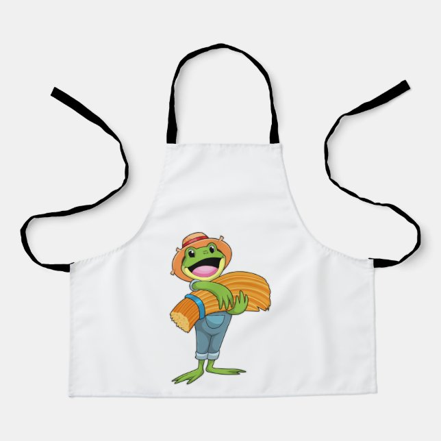 Tablier Grenouille en tant que fermier avec paille (Recto)