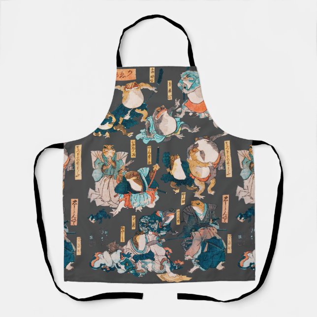 Tablier Grenouille japonaise ukiyo-e Froggies (Recto)