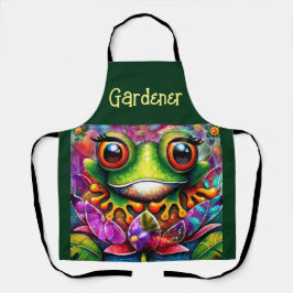 Tablier Grenouille Whimsical Peinture Abstraite Art Floral