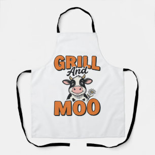 Tablier Grill à vache drôle et conception de T-Shirt vinta
