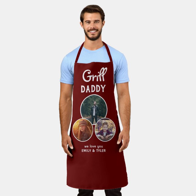 Tablier Grill Daddy Modern Oval 3 Photo Fête du Père (Porté)