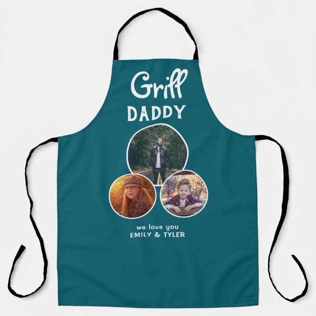 Tablier Grill Daddy Modern Oval 3 Photo Fête du Père (Recto)