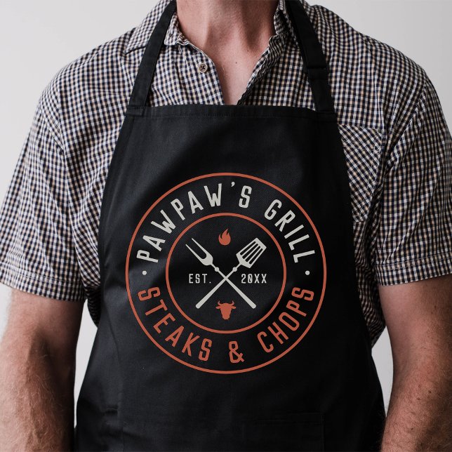 Tablier Grill de Pawpaw Année personnalisée établie (Créateur téléchargé)
