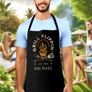 Tablier Grill Flippin Papa Nom personnalisé Année Personna
