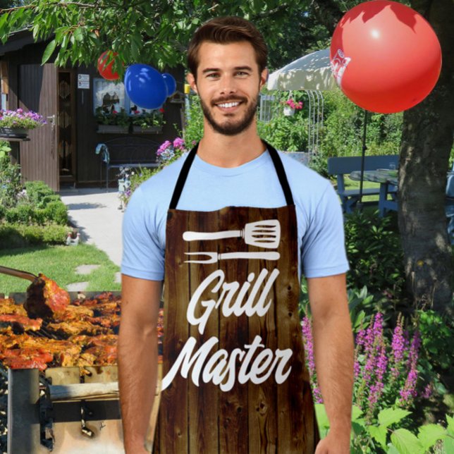 Tablier Grill Master BBBQ Rustique Wood Chef (Créateur téléchargé)