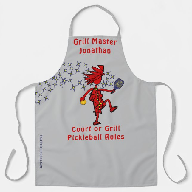 Tablier Grill Master Fun Pickleball All-Over Imprimé tabli (Recto)