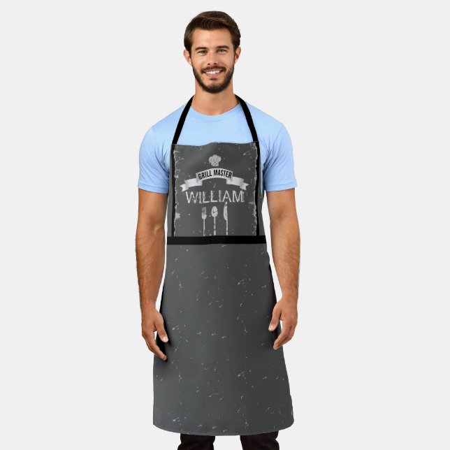 Tablier Grill Master gris cuisine mens Apron (Porté)