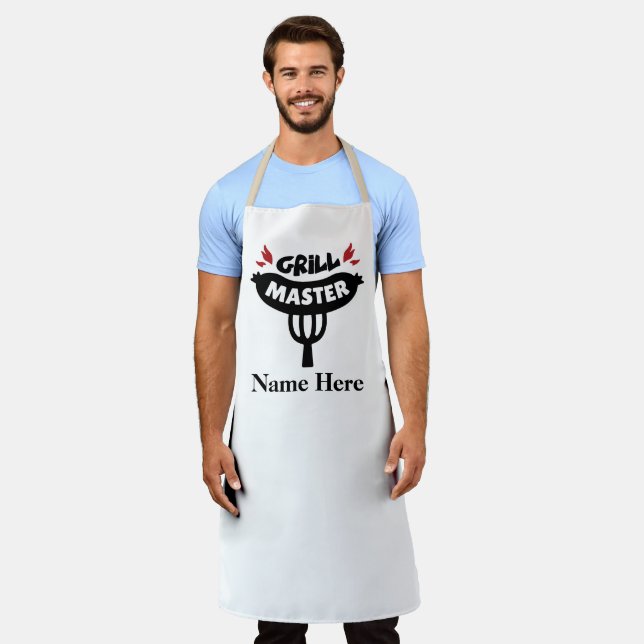 Tablier Grill Master - Personnaliser le texte personnalisé (Porté)