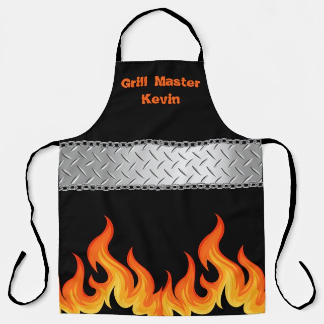 Tablier Grill personnalisé Master Flamme noire (Recto)