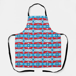 Tablier Grilles et formes géométriques du bleu rouge blanc