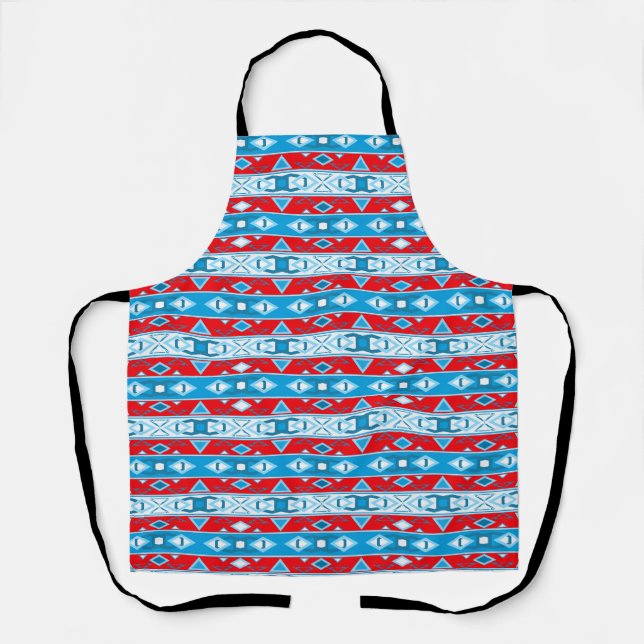 Tablier Grilles et formes géométriques du bleu rouge blanc (Recto)