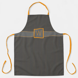 Tablier Gris avec des rayures orange sur tout l'imprimé ta