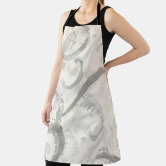 Tablier Gris Neutre et Abstrait Blanc