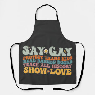 Tablier Groovy LGBT Dites Gay Protégez les enfants trans L