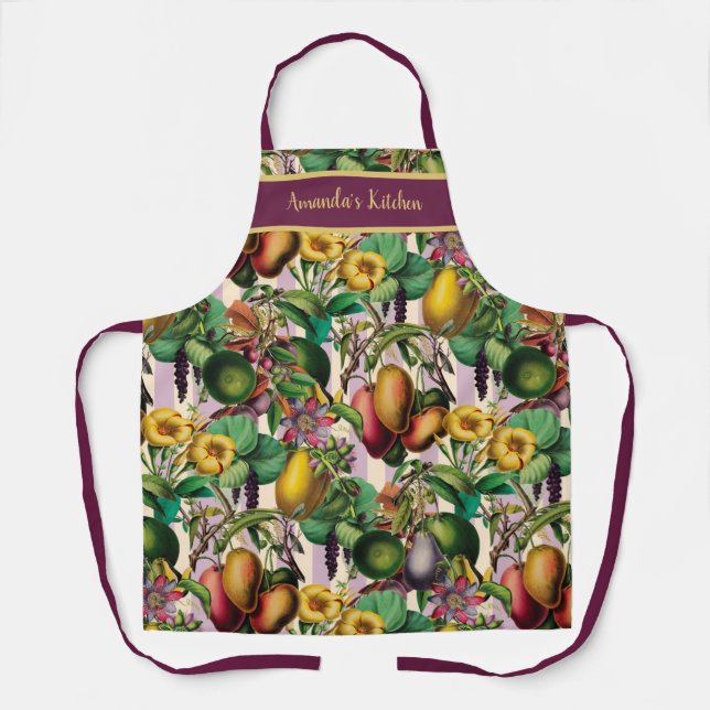 Tablier Gros Gras Tropical Fruits et Fleur Garden Retro A (Recto)