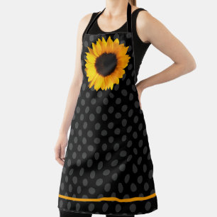 Tablier Gros tournesol jaune et Pois noirs
