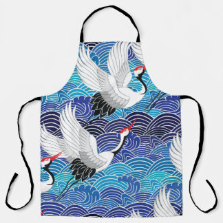 Tablier Grue japonaise : Motif orné d'oiseaux.