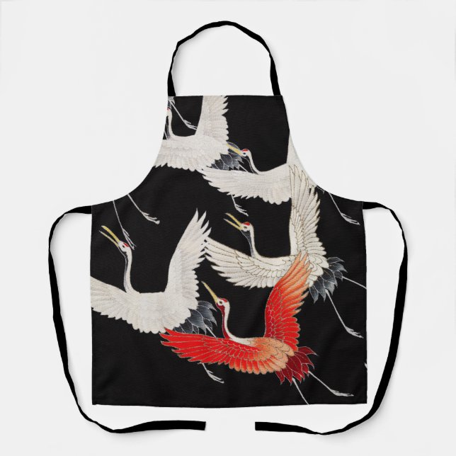 Tablier Grues volantes : Japonais Bird Kimono Art (Recto)
