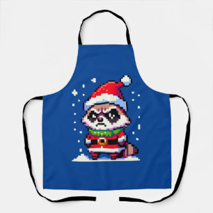 Tablier Grumpy Christmas Raccoon - Drôle Pixel Art Holiday