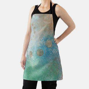 Tablier Grunge Côtière   Aquarelle bleu et vert or