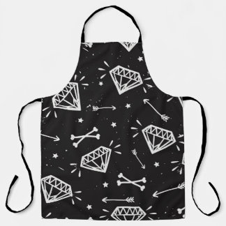 Tablier Grunge rock : diamants, os motif.