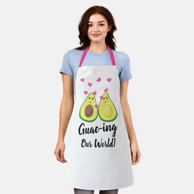 Tablier Guac-ing personnalisé Notre monde : Avocado romant (Porté)