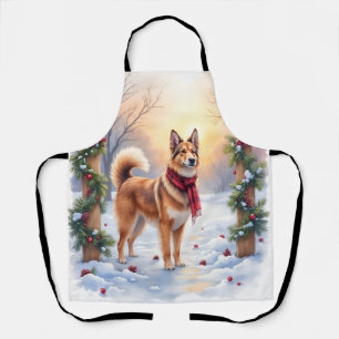 Tablier Guirlande de Noël Tervuren belge à l'aquarelle