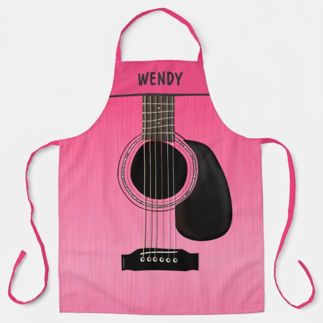 Tablier Guitare rose personnalisée (Recto)