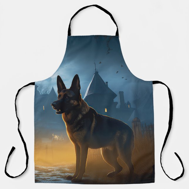 Tablier Halloween berger allemand effroi (Recto)
