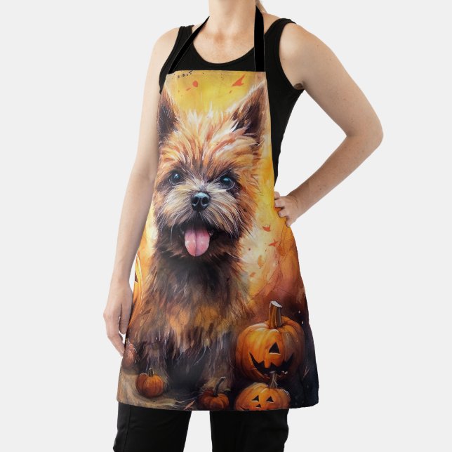 Tablier Halloween Cairn Terrier Avec La Peur Citrouille (Insitu)