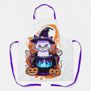 Tablier Halloween Cat Apron - Witch Cauldron Design