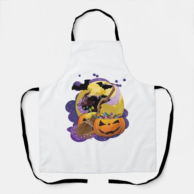 Tablier Halloween chat noir (Recto)