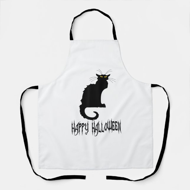 Tablier Halloween Chat Noir, Idée de costume, Fête, Plus s (Recto)