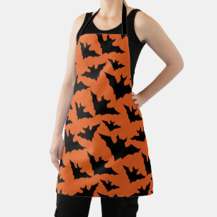 Tablier Halloween chauves-souris noires orange cool éffray