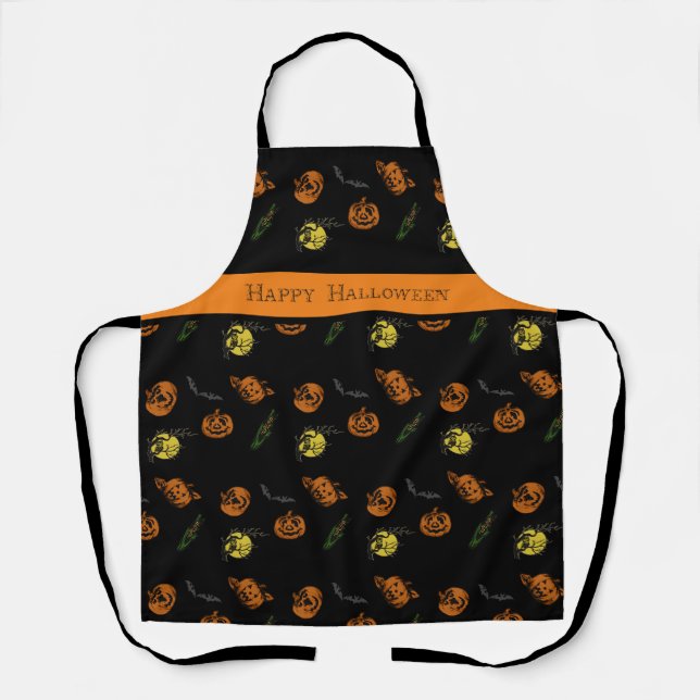 Tablier Halloween/citrouille/chauve-souris (Recto)
