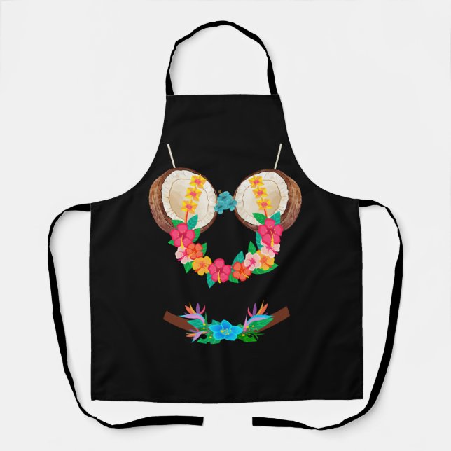 Tablier Halloween Costume Tropical Coconut Bra Fleurs Lei (Recto)