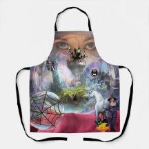 Halloween Crystal Ball Apron Sorcière