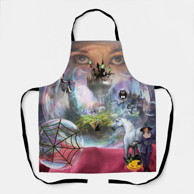 Tablier Halloween Crystal Ball Apron Sorcière (Recto)